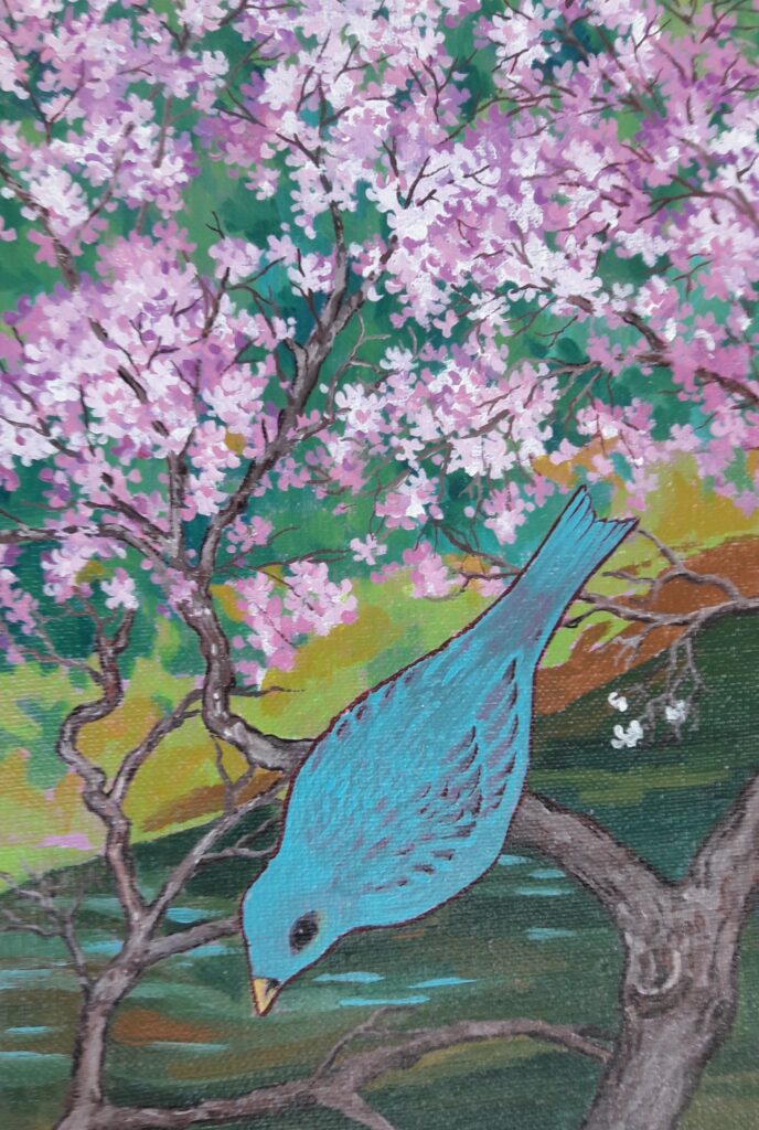 Petit oiseau bleu de printemps